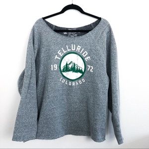 Telluride Colorado Raw Hem Gray Sweatshirt XXL